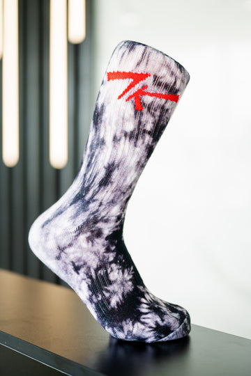Tie-Dye Styled Sock BLACK/RED